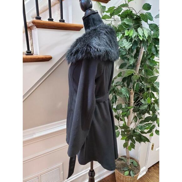 Sijifeng Women's Solid Black Long Sleeve Button Front FauxFur Casual Jacket Coat - Picture 4 of 11